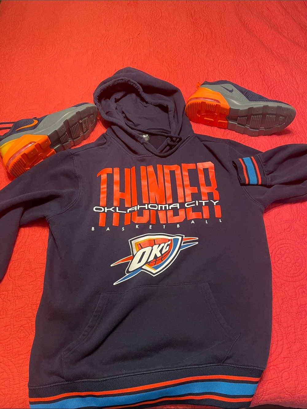 NBA Oklahoma City Thunder Navy Hoodie with Orange and Blue Accents